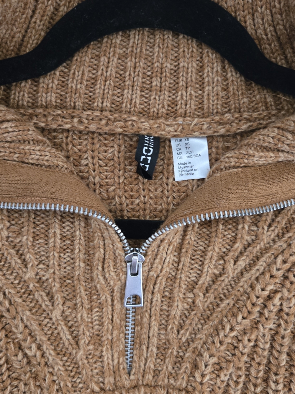 H&M Cropped Half-Zip Turtleneck Sweater - Camel Brown - Picture 3 of 6